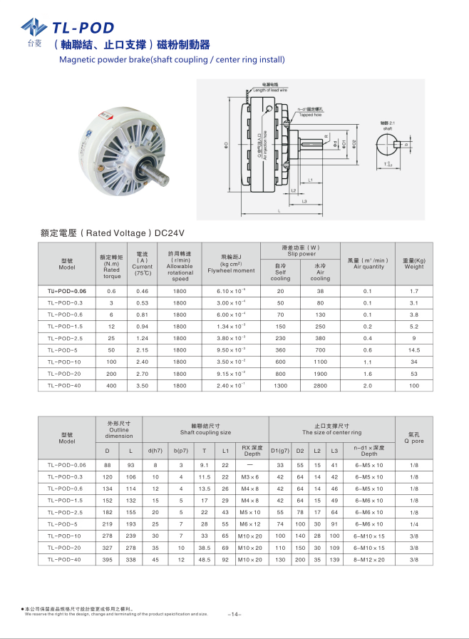 法蘭式磁粉制動(dòng)器規(guī)格尺寸參數(shù)表